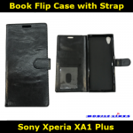 Book Flip Case with Strap For Sony Xperia XA1 Plus G3416 Slim Fit Look